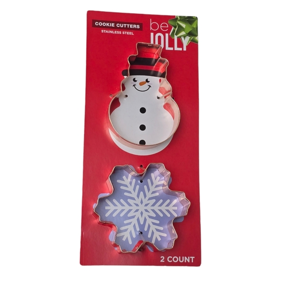NWT Christmas Cookie Cutters Set 2pc Snowman and Snowflake Stainless Steel - Picture 8 of 8